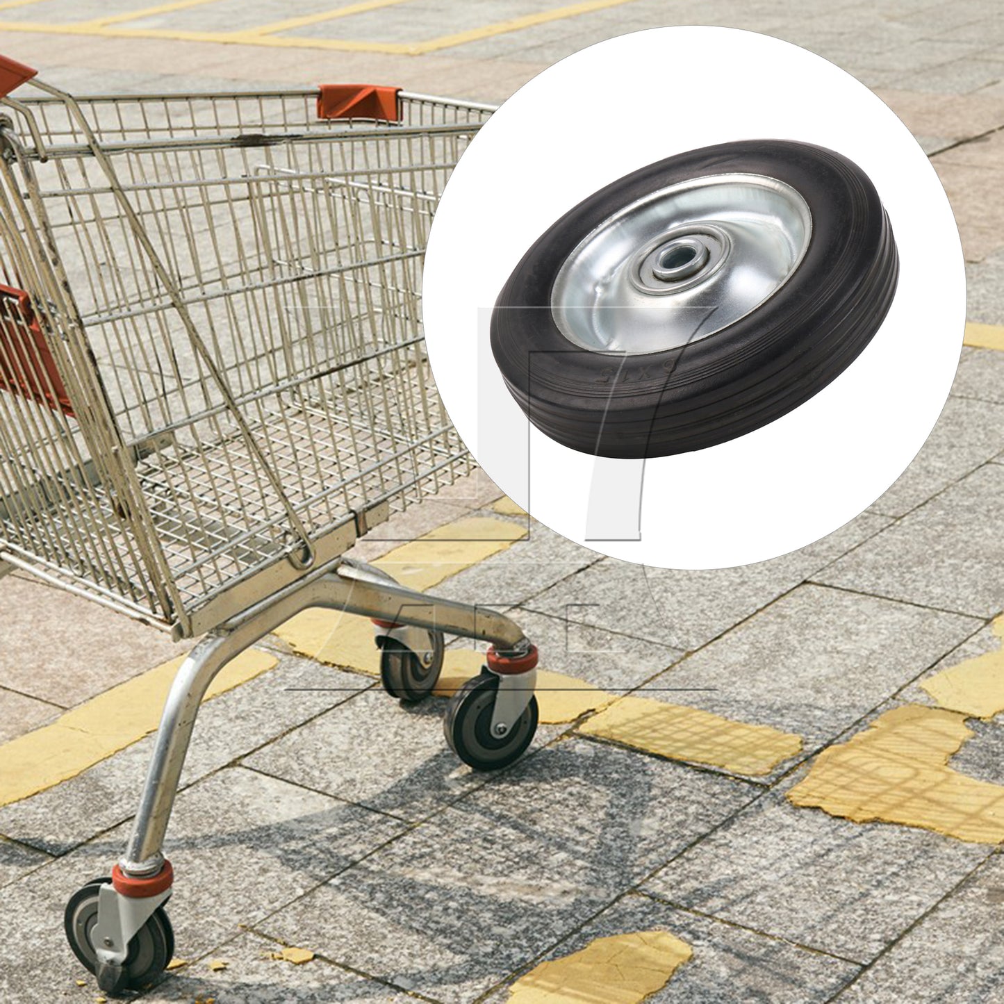 BQLZR Rubber Hand Truck Wheel Roller 6" Dia 0.5" Bore Dia with Galvanized Iron Spoke