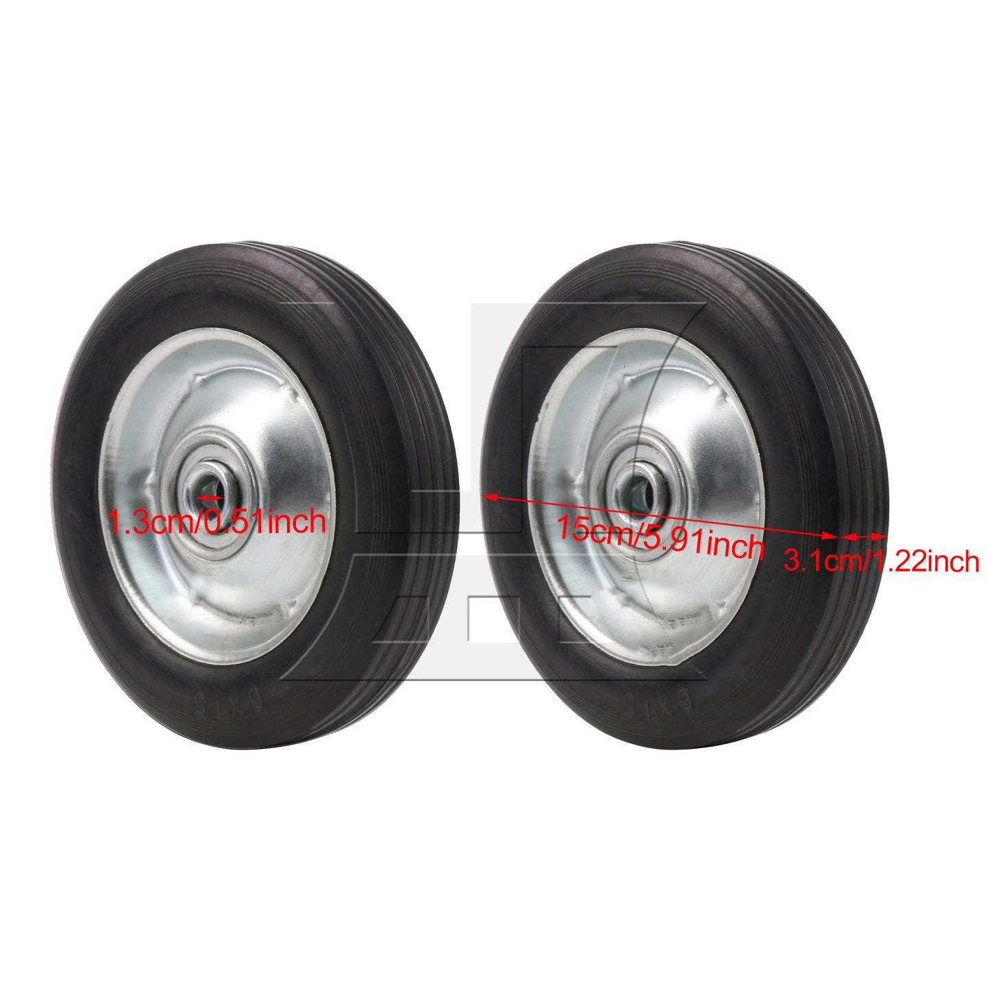 BQLZR Rubber Hand Truck Wheel Roller 6" Dia 0.5" Bore Dia with Galvanized Iron Spoke