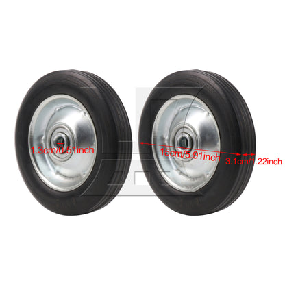 BQLZR Rubber Hand Truck Wheel Roller 6" Dia 0.5" Bore Dia with Galvanized Iron Spoke