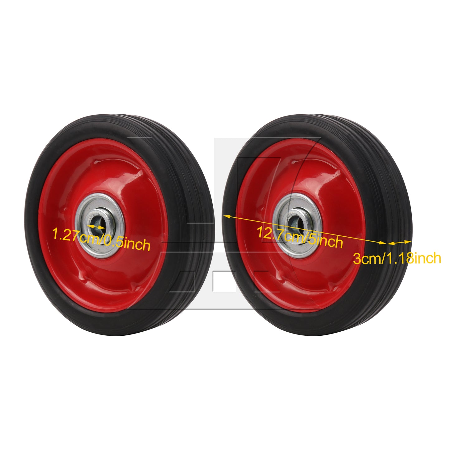 BQLZR Replacement Tire for Hand Truck 5" D 0.5" Bore Dia w/ Red Plastic Iron Spoke