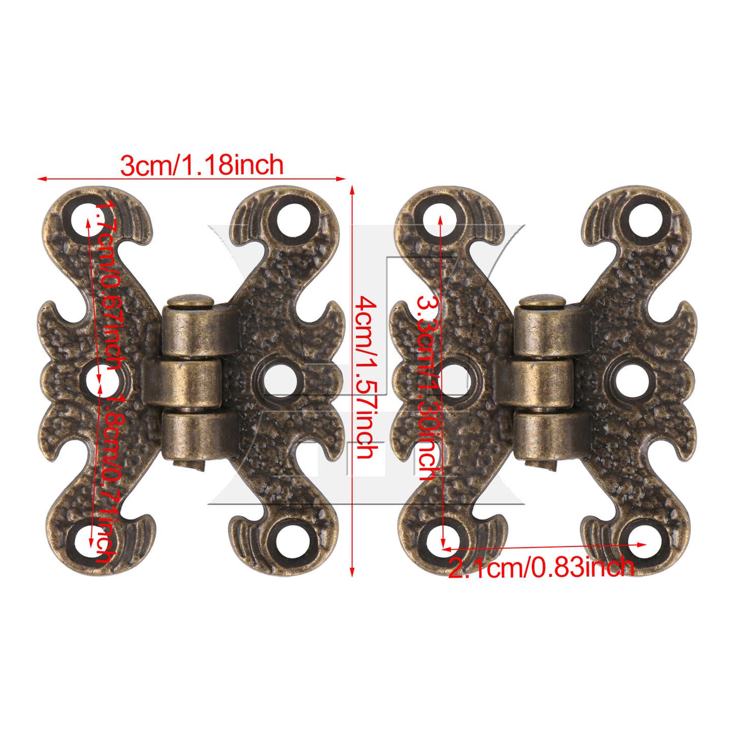 BQLZR 2 Pieces Vintage H-Shape Hinges with Screws for Home Furniture 1.57x1.18 Inch