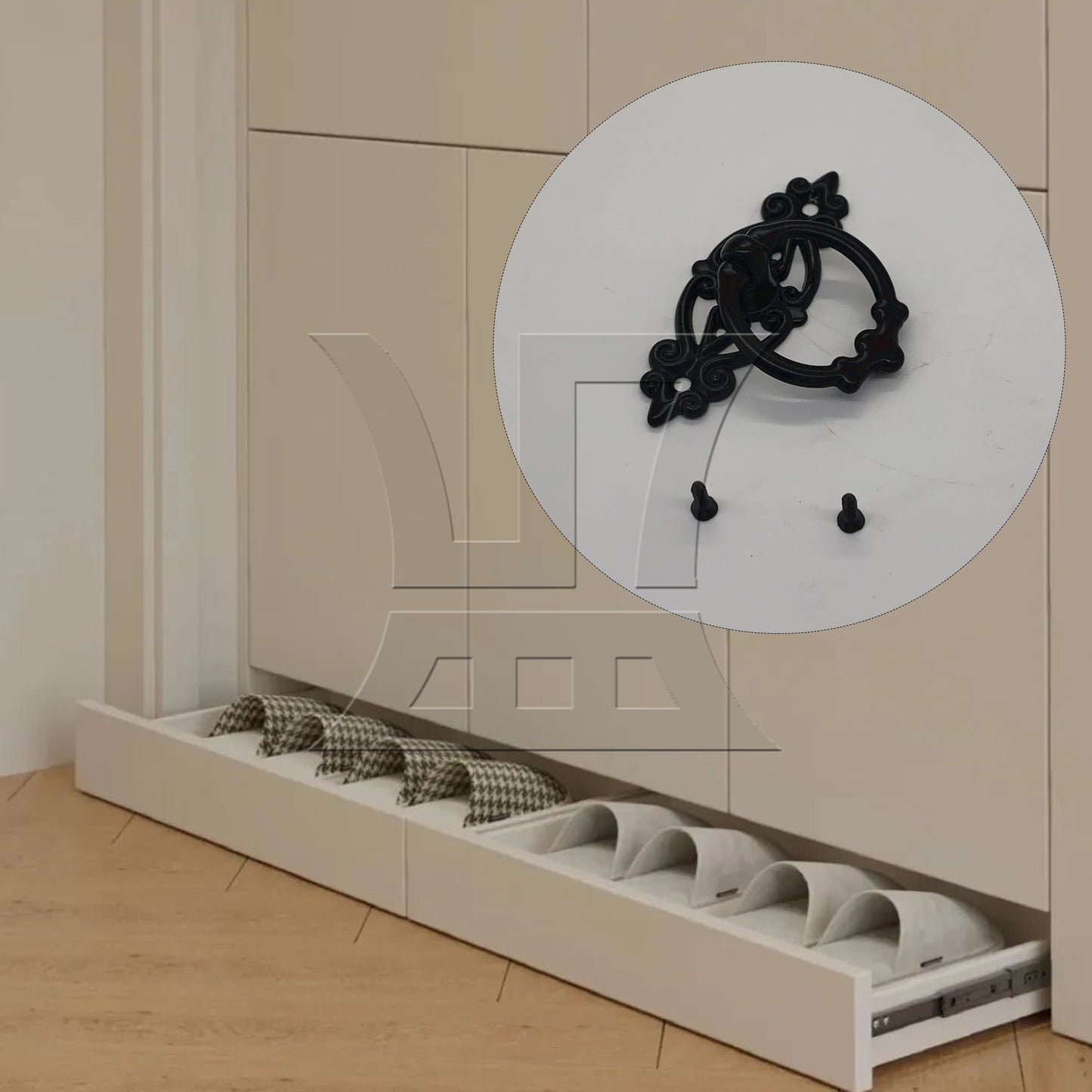 BQLZR 2 Pieces Vintage Ring Pull Handle for Cabinet Dresser Drawer 2.56"x1.73" Black
