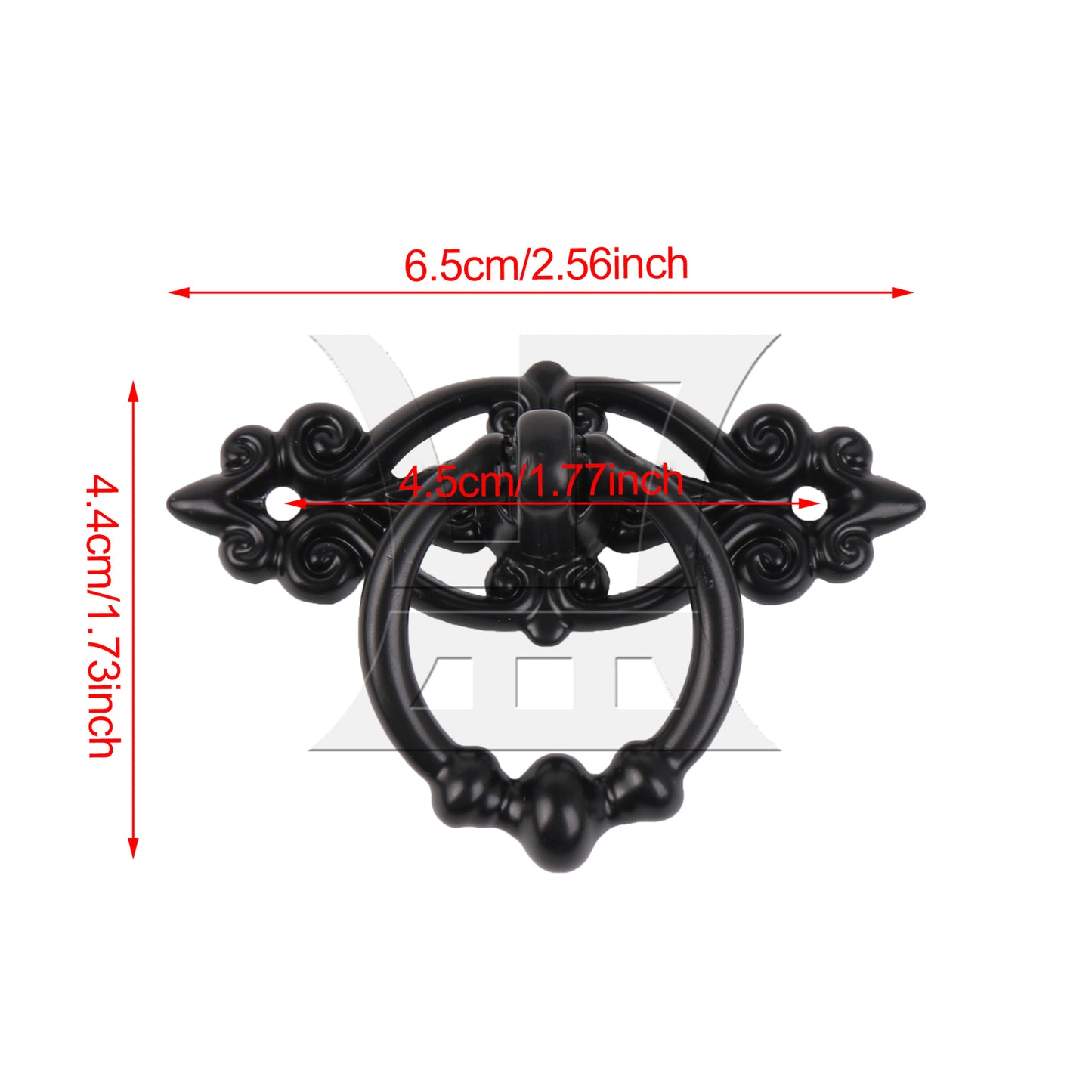BQLZR 2 Pieces Vintage Ring Pull Handle for Cabinet Dresser Drawer 2.56"x1.73" Black