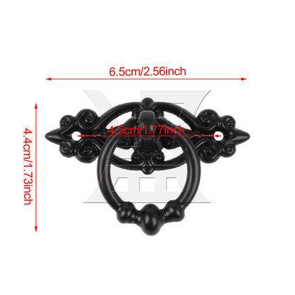 BQLZR 2 Pieces Vintage Ring Pull Handle for Cabinet Dresser Drawer 2.56"x1.73" Black