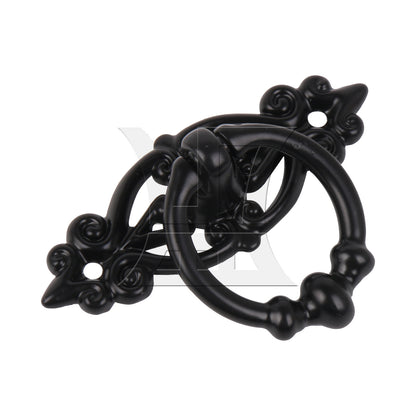 BQLZR 2 Pieces Vintage Ring Pull Handle for Cabinet Dresser Drawer 2.56"x1.73" Black