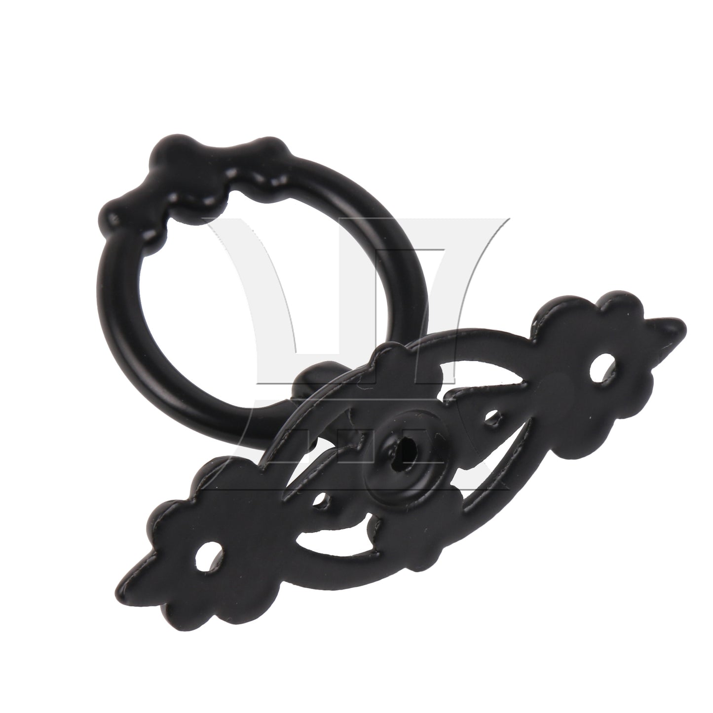 BQLZR 2 Pieces Vintage Ring Pull Handle for Cabinet Dresser Drawer 2.56"x1.73" Black