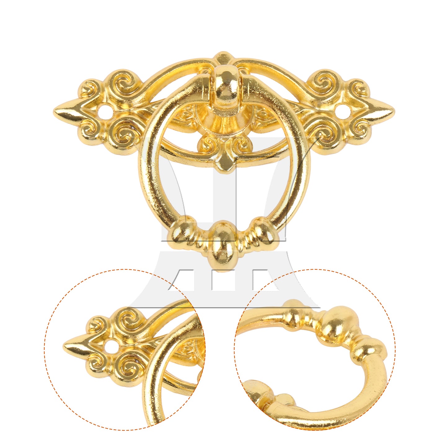 BQLZR 2 Pieces Vintage Ring Pull Handle for Cabinet Dresser Drawer 2.56 x 1.73 Inch