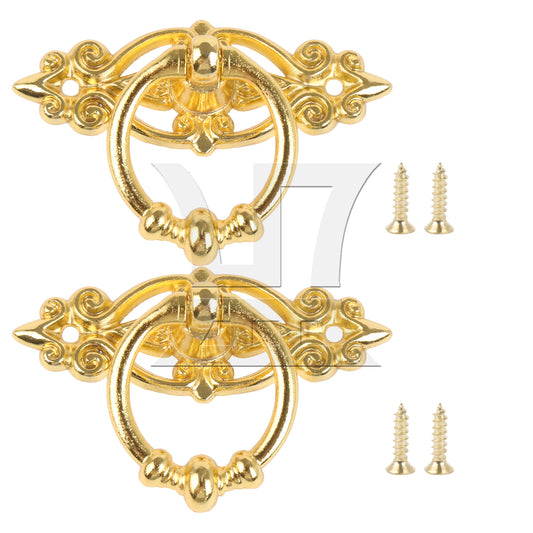 BQLZR 2 Pieces Vintage Ring Pull Handle for Cabinet Dresser Drawer 2.56 x 1.73 Inch