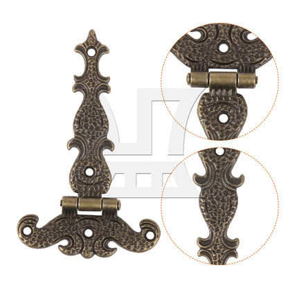BQLZR 2 Pieces Vintage T-Shaped Hinges with Screws for Home Furniture 4.45x2.72 Inch