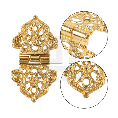BQLZR 2 Pieces Retro Style Engraved Decorative Hinges 2.09" x 1.1" for Gift Box Gold