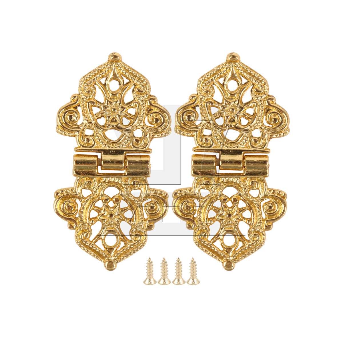 BQLZR 2 Pieces Retro Style Engraved Decorative Hinges 2.09" x 1.1" for Gift Box Gold