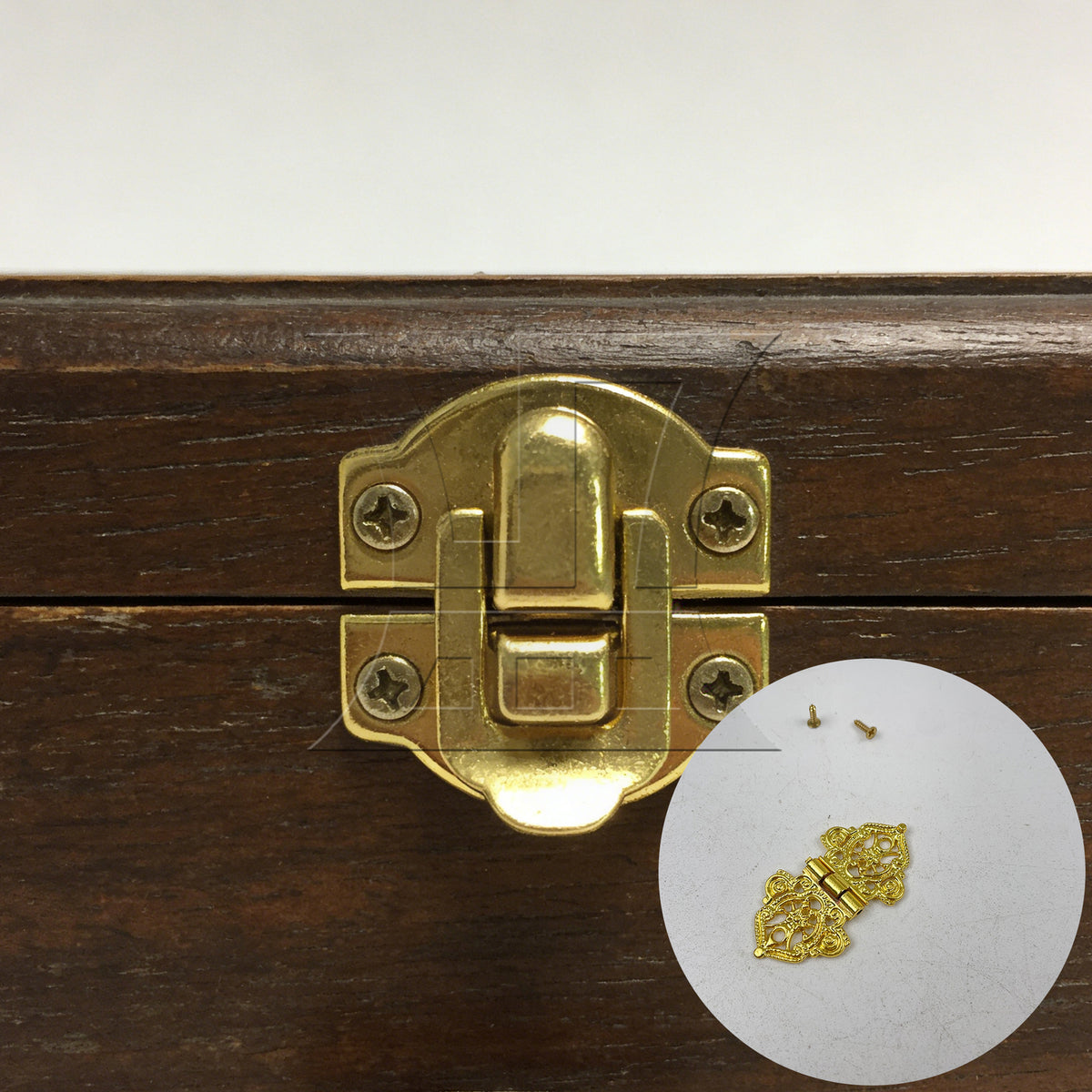 BQLZR 2 Pieces Retro Style Engraved Decorative Hinges 2.09" x 1.1" for Gift Box Gold