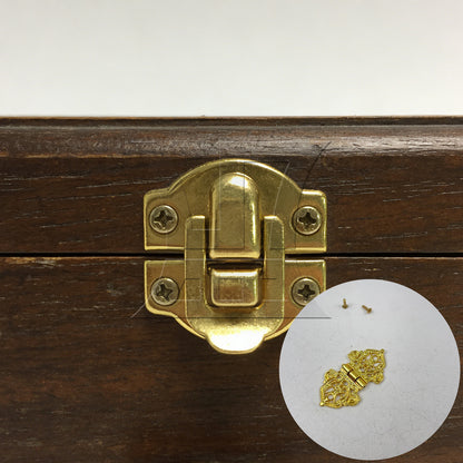 BQLZR 2 Pieces Retro Style Engraved Decorative Hinges 2.09" x 1.1" for Gift Box Gold