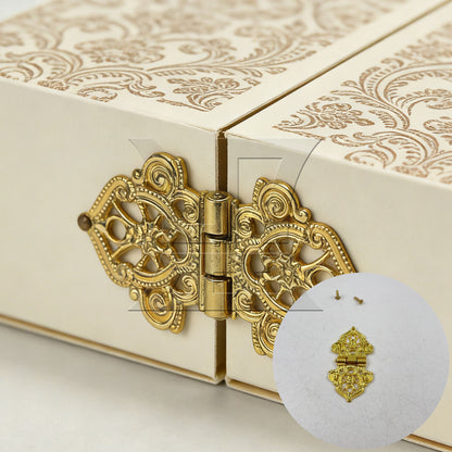 BQLZR 2 Pieces Retro Style Engraved Decorative Hinges 2.09" x 1.1" for Gift Box Gold