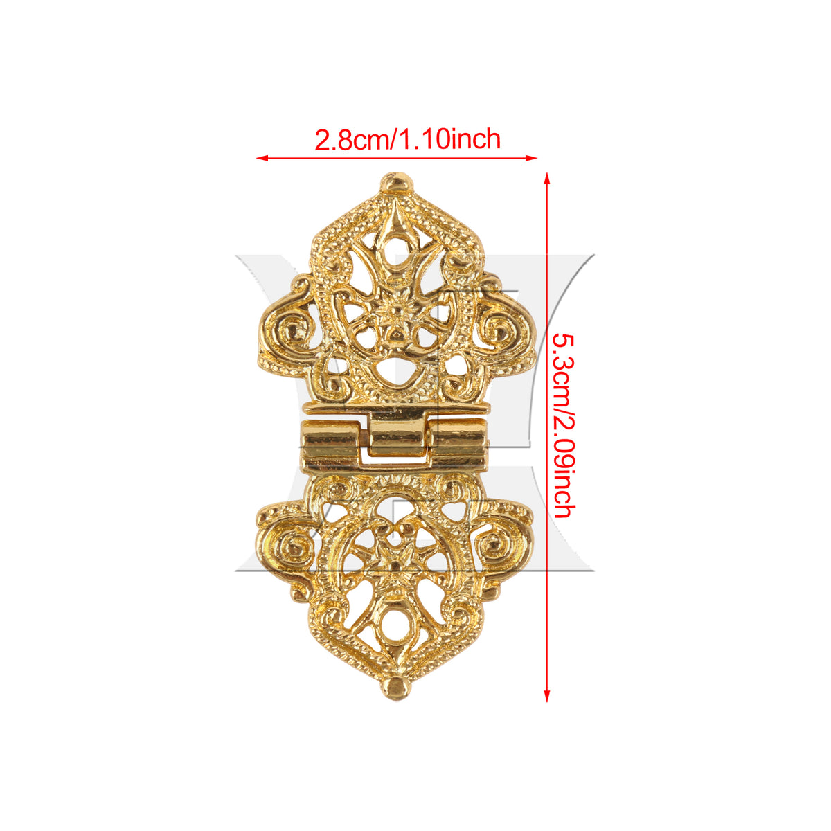 BQLZR 2 Pieces Retro Style Engraved Decorative Hinges 2.09" x 1.1" for Gift Box Gold
