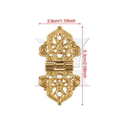 BQLZR 2 Pieces Retro Style Engraved Decorative Hinges 2.09" x 1.1" for Gift Box Gold