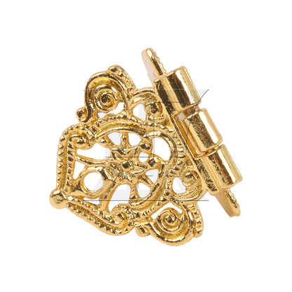 BQLZR 2 Pieces Retro Style Engraved Decorative Hinges 2.09" x 1.1" for Gift Box Gold