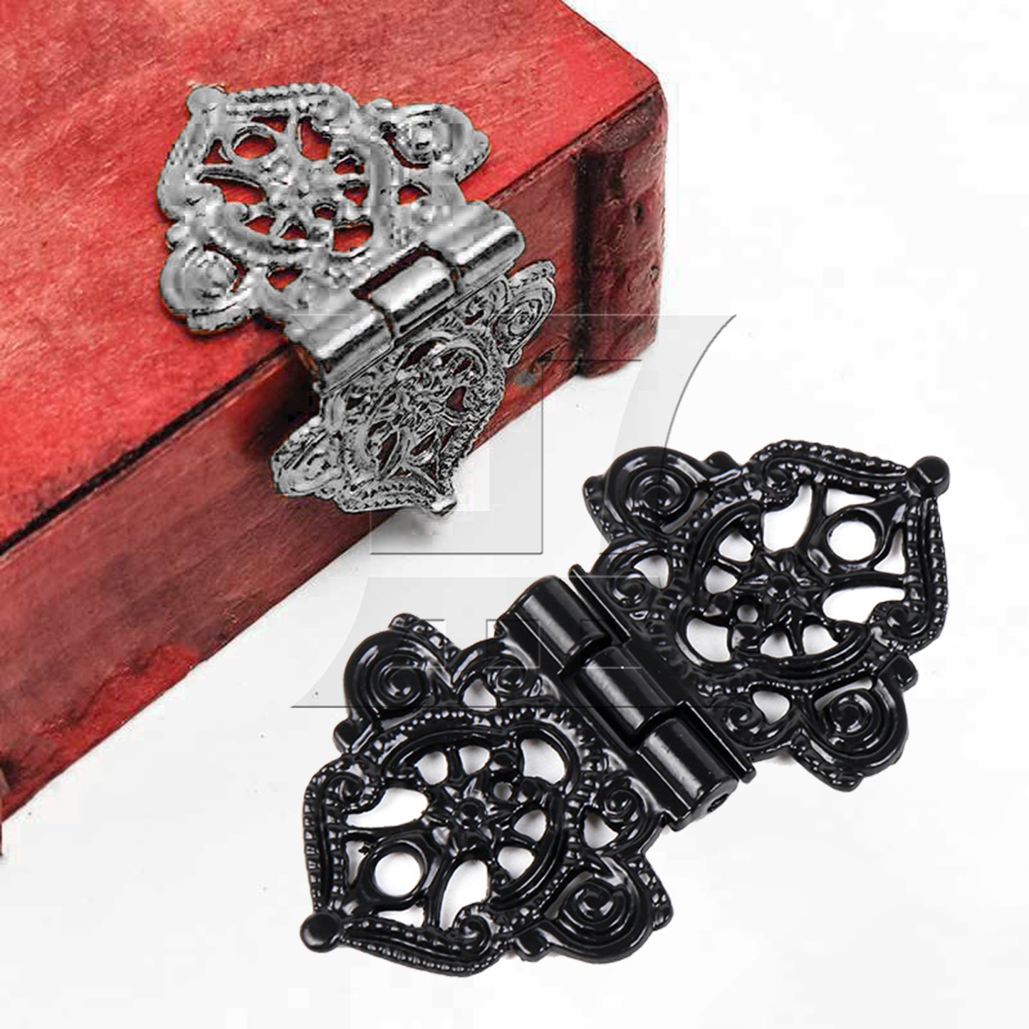 BQLZR 2 Pieces Vintage Carved Hinges with Screws for Home Furniture 2.09x1.10 Inch
