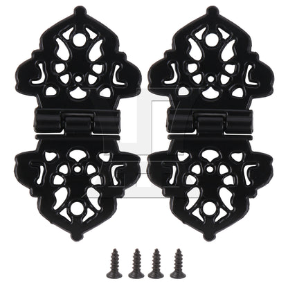 BQLZR 2 Pieces Vintage Carved Hinges with Screws for Home Furniture 2.09x1.10 Inch