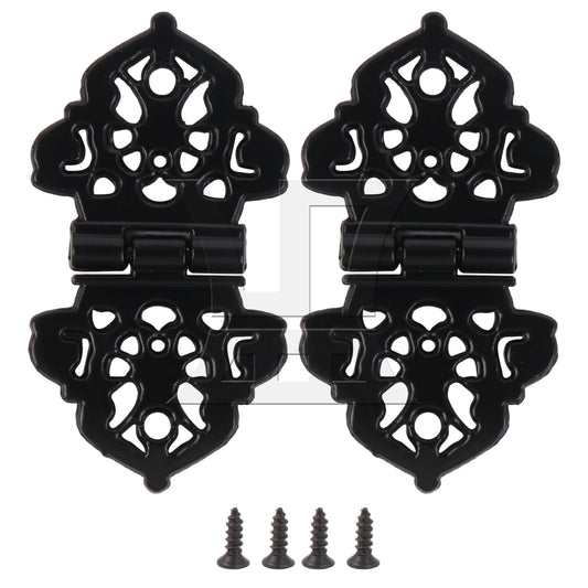 BQLZR 2 Pieces Vintage Carved Hinges with Screws for Home Furniture 2.09x1.10 Inch