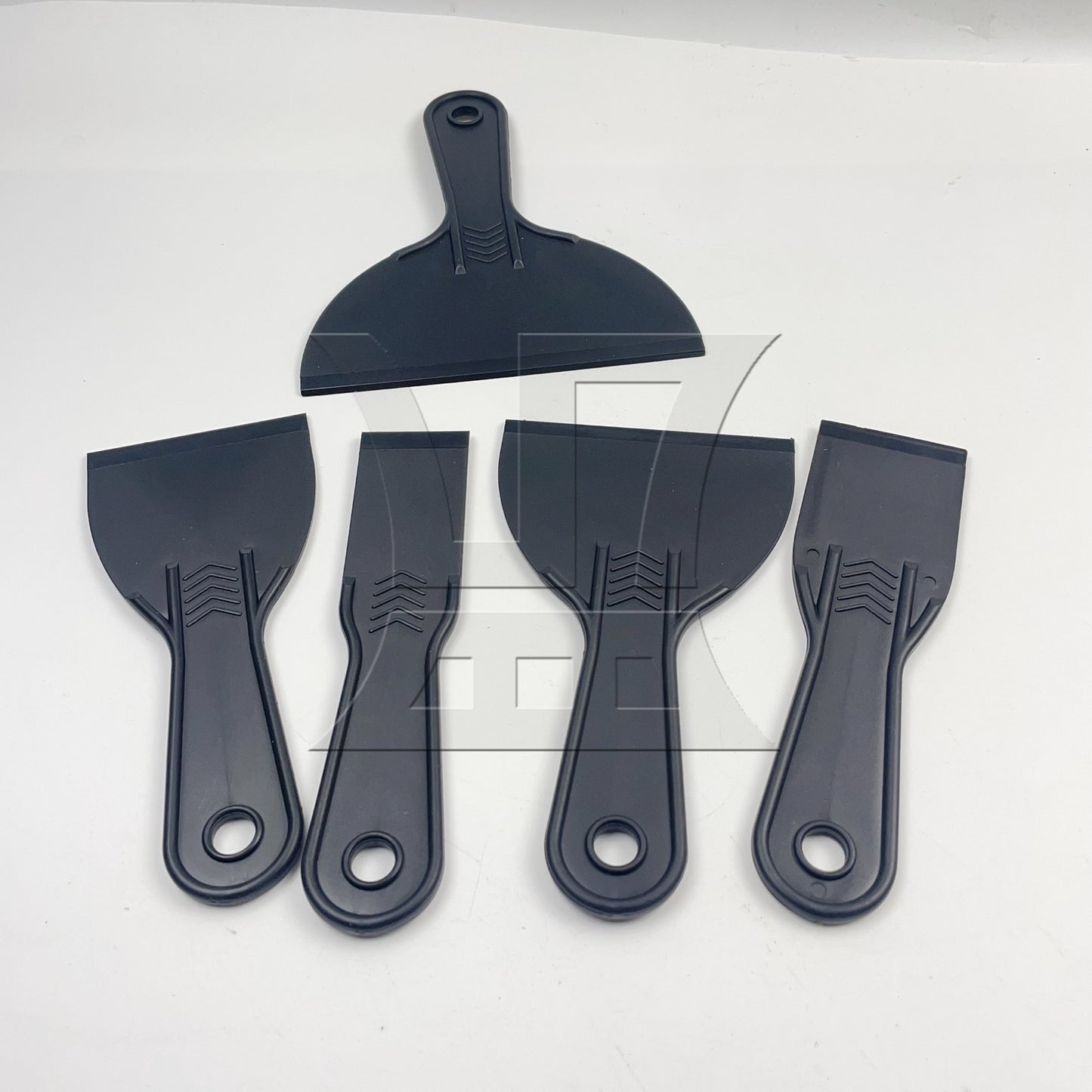 BQLZR 5 Pieces Plastic Glass Scrapers Filling Spreader Putty Mixer 1.5" to 6" Set