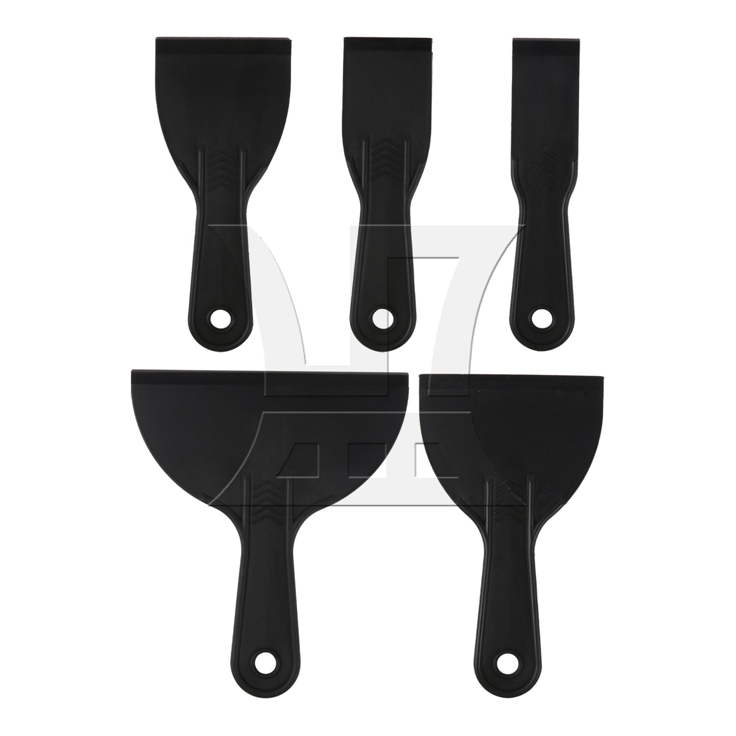 BQLZR 5 Pieces Plastic Glass Scrapers Filling Spreader Putty Mixer 1.5" to 6" Set