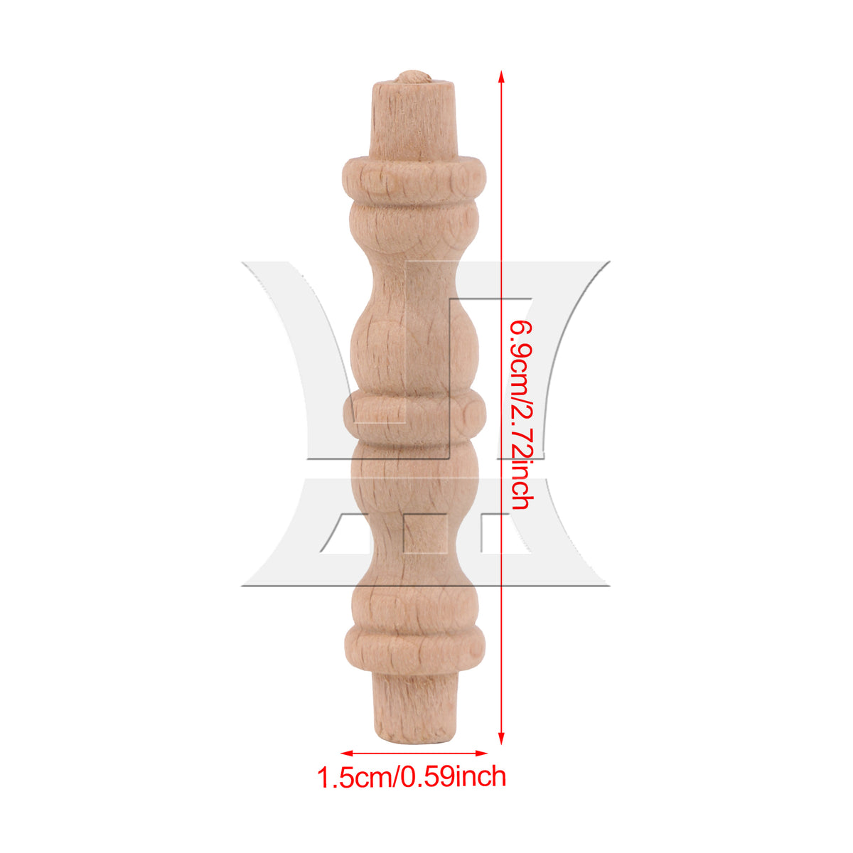 BQLZR Carved Wooden Stair Spindle Baluster for Furniture Decoration 2.72" x 0.59"