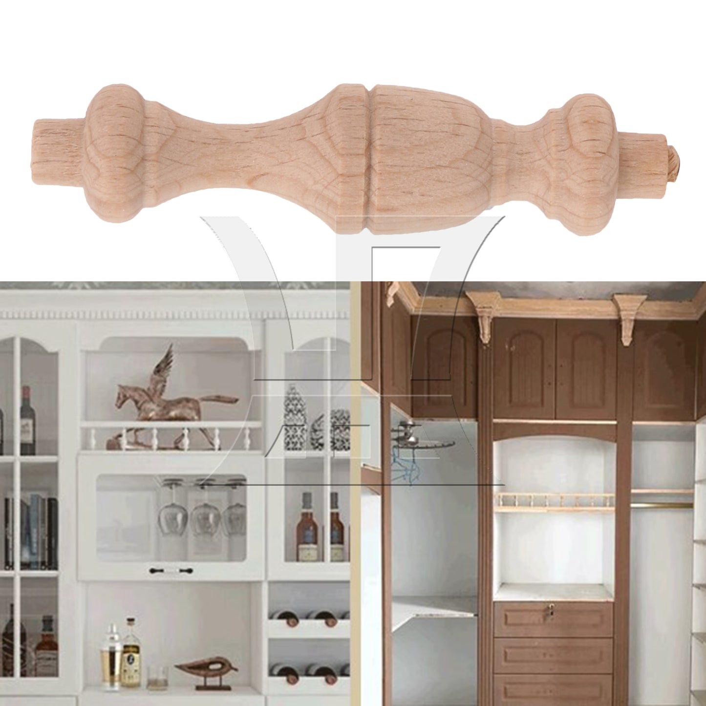 BQLZR Carved Wooden Stair Spindle Baluster for Furniture Decorations 2.95" x 0.71"