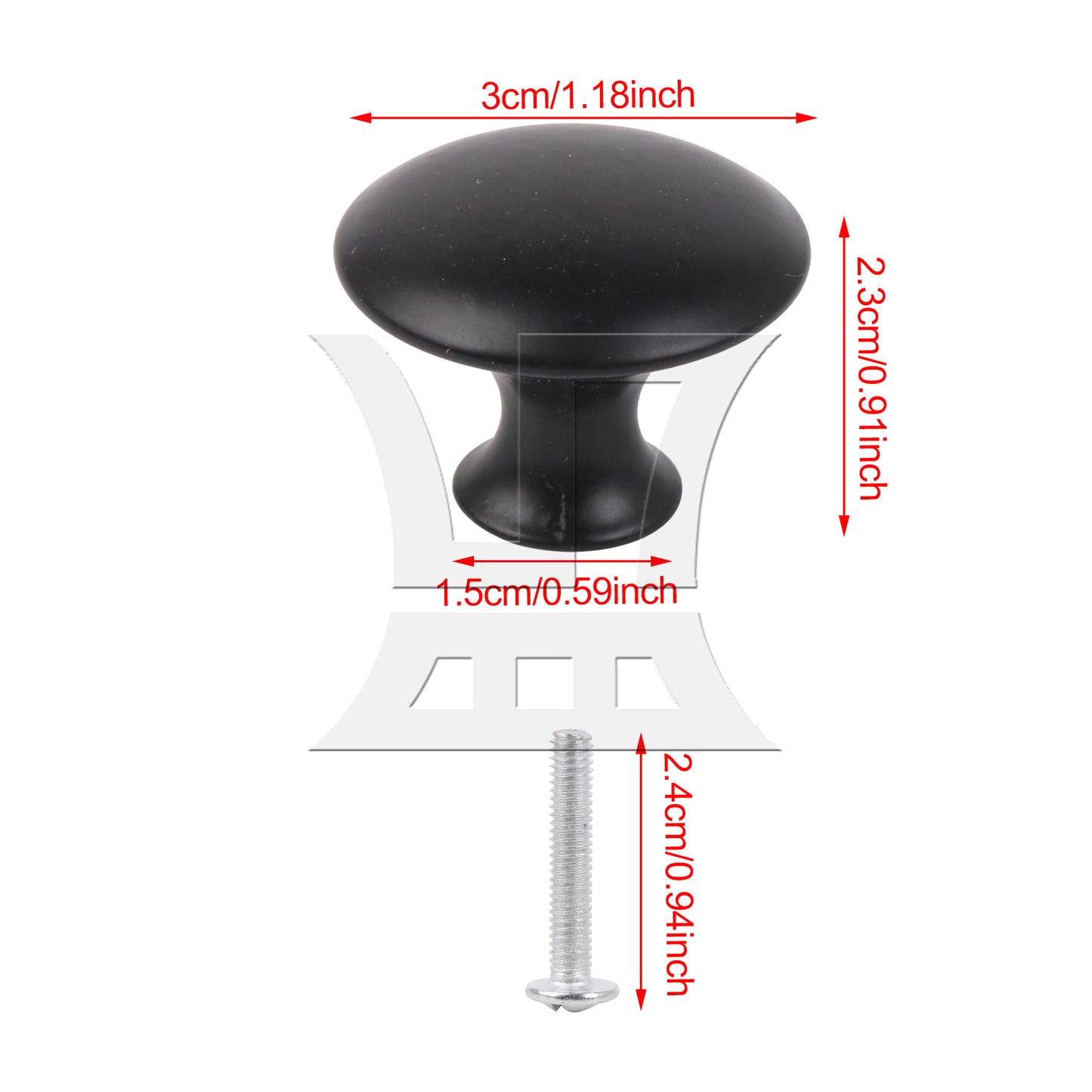BQLZR Round Furniture Drawer Knobs for Cabinet 30mm Dia Black Modern Style w/ Screw