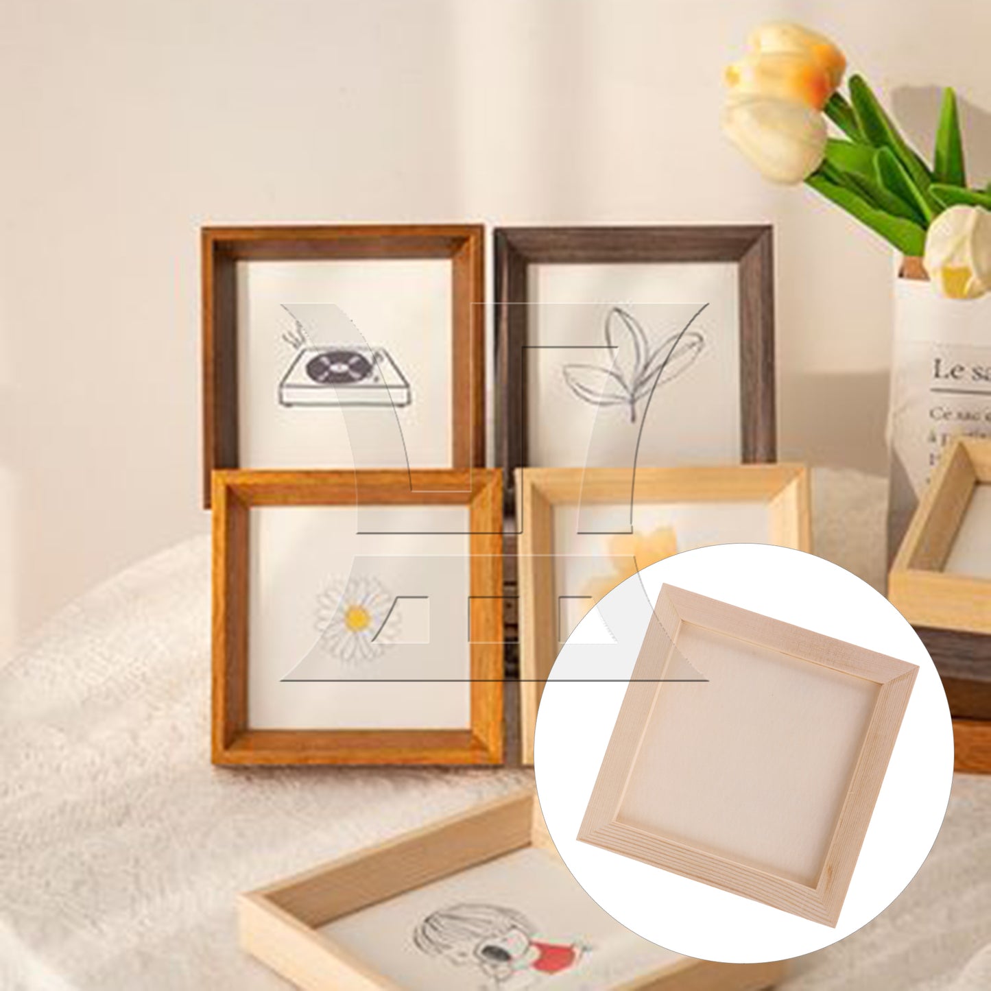 BQLZR 1pc Square Unfinished Wooden Canvas Panels Boards High-quality Material 15x15x0.9cm