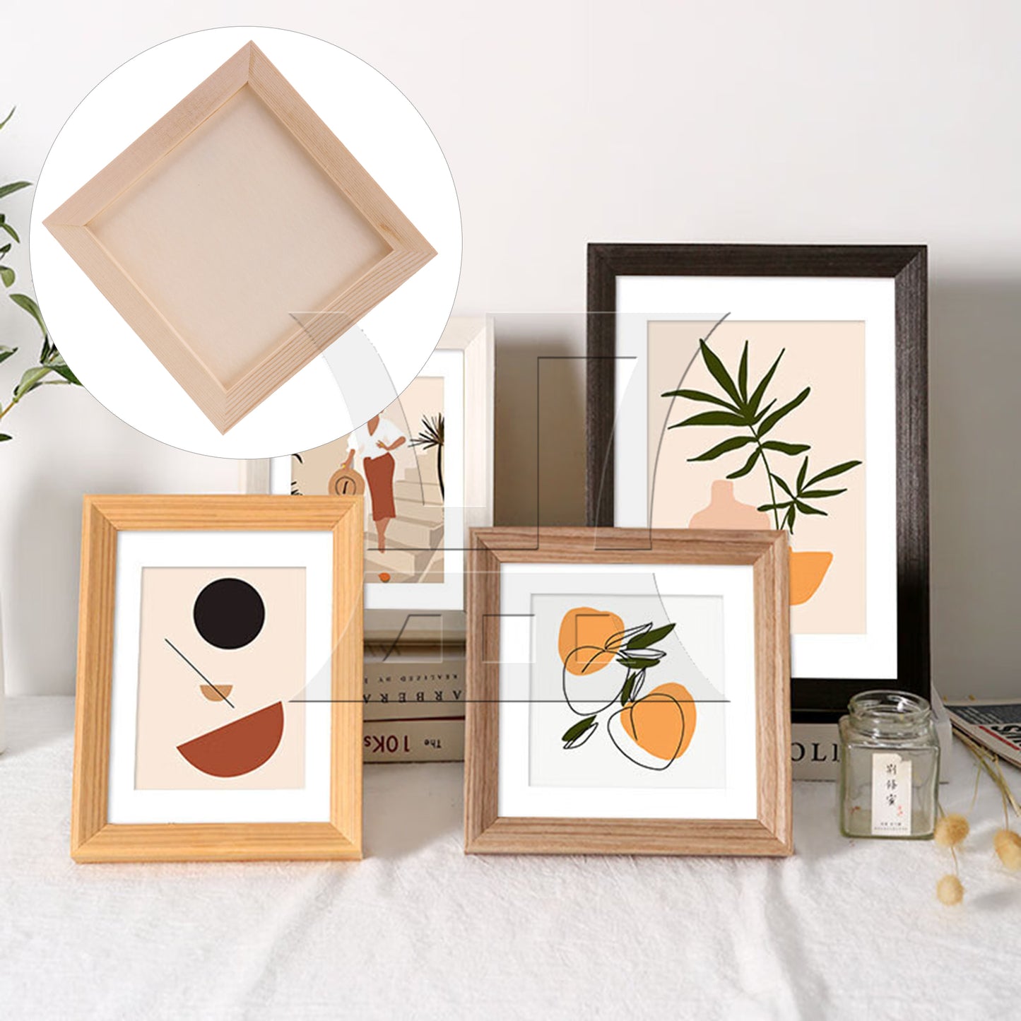 BQLZR 1pc Square Unfinished Wooden Canvas Panels Boards High-quality Material 15x15x0.9cm