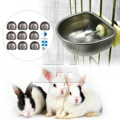 BQLZR  10pcs Stainless Steel Automatic Drinking Bowl for Rabbit Split Tee Small