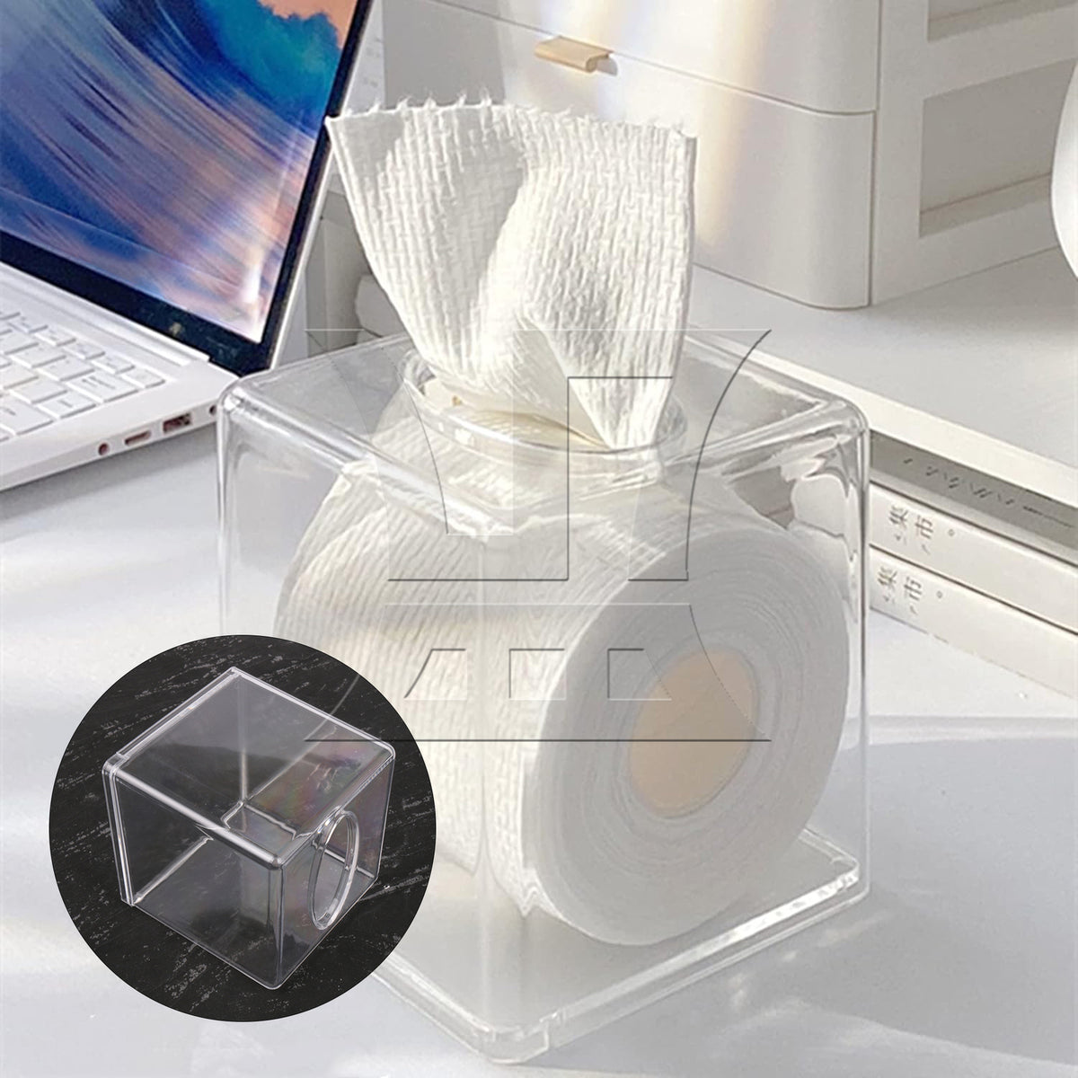 BQLZR 1pc Square Acrylic Transparent Wipes Box Clear Wipes Cover for Bathroom 13.6x13.6x14cm