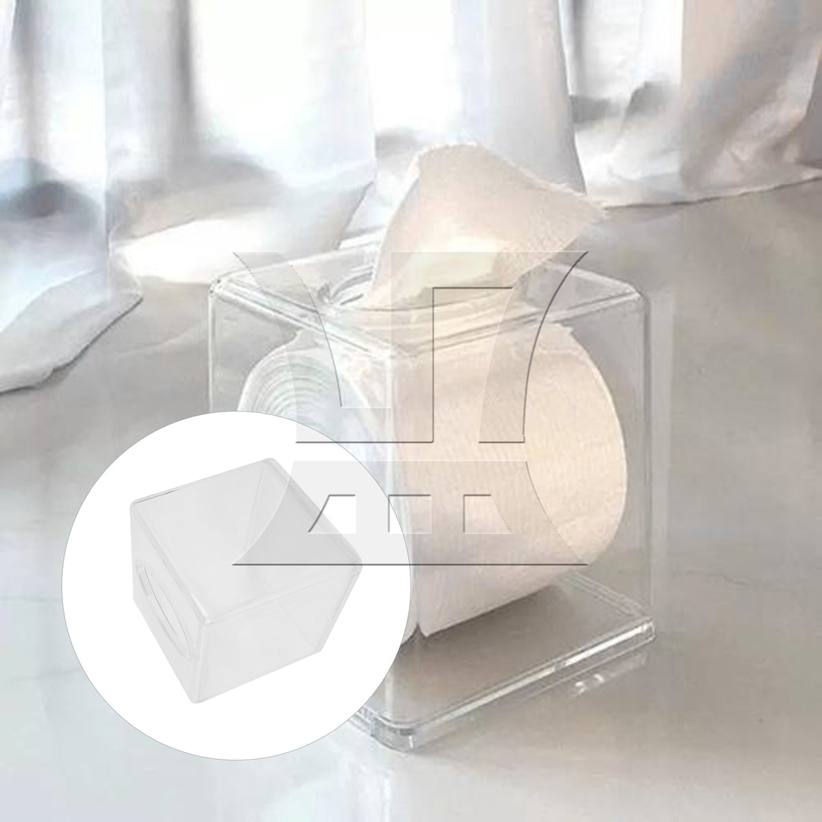 BQLZR 1pc Square Acrylic Transparent Wipes Box Clear Wipes Cover for Bathroom 13.6x13.6x14cm