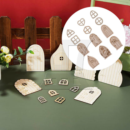 BQLZR 48pcs Mini Doors and Windows Wooden Garden Door