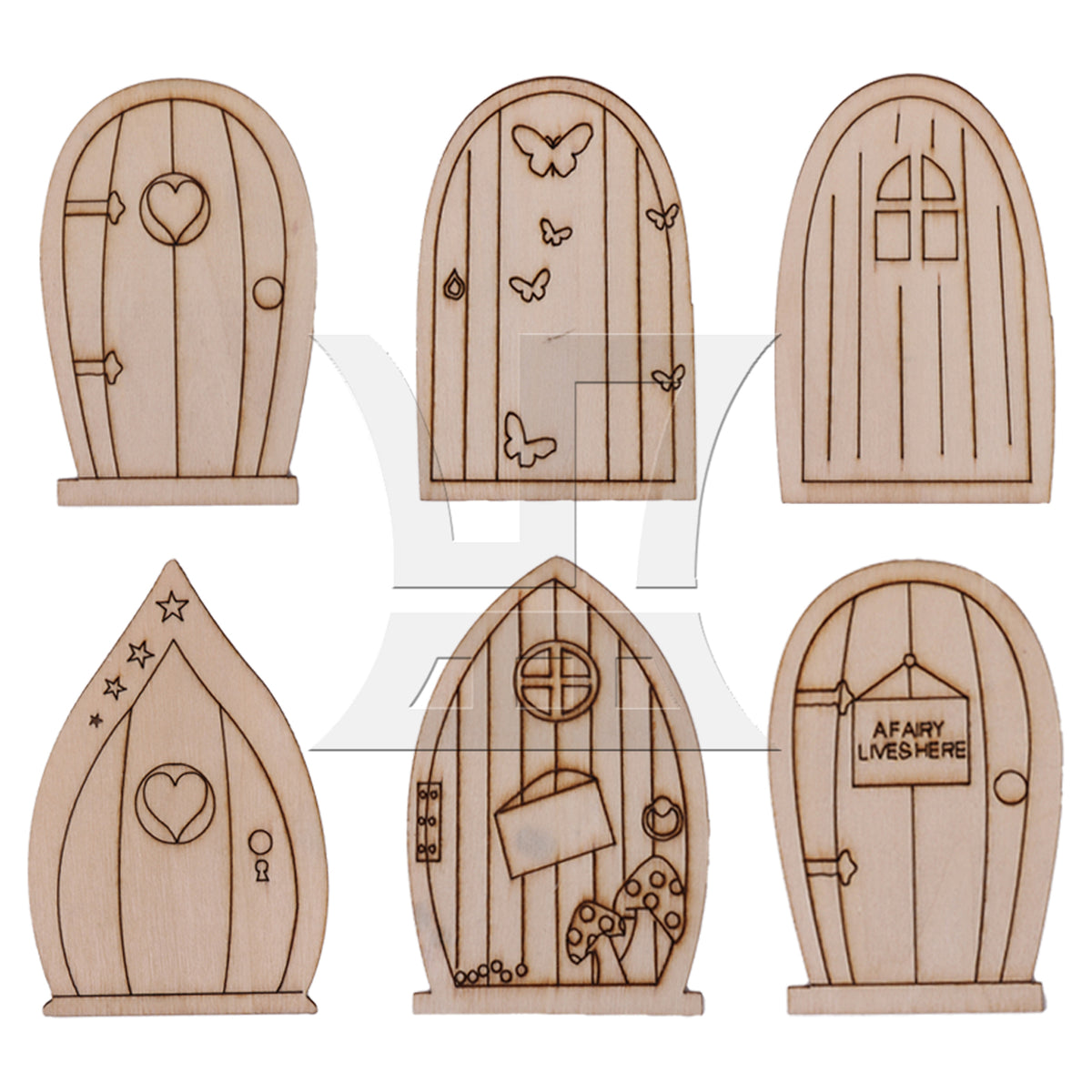 BQLZR 48pcs Mini Doors and Windows Wooden Garden Door