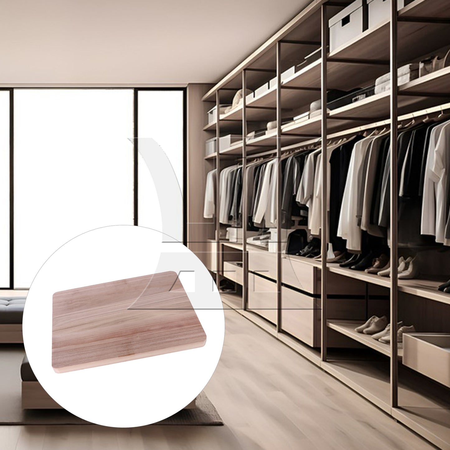 BQLZR 1PC Solid Wood Floating Shelves Round Corner Wardrobe Board 40x30x2.5cm Natural Color