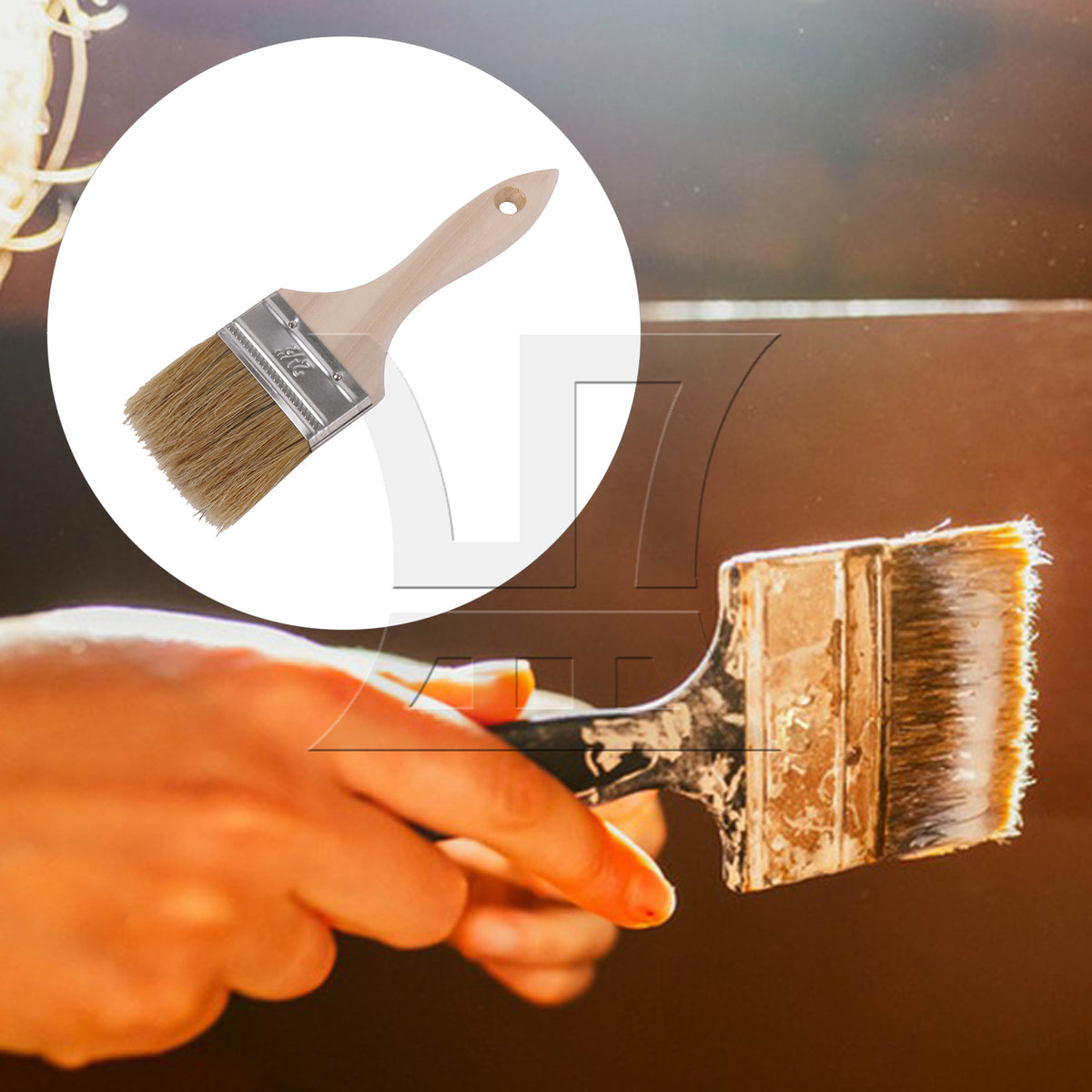 BQLZR 1pc Paint Brush White Hard Bristles 2.5 Inches Wide for Wall Graffiti, Large Area Coloring