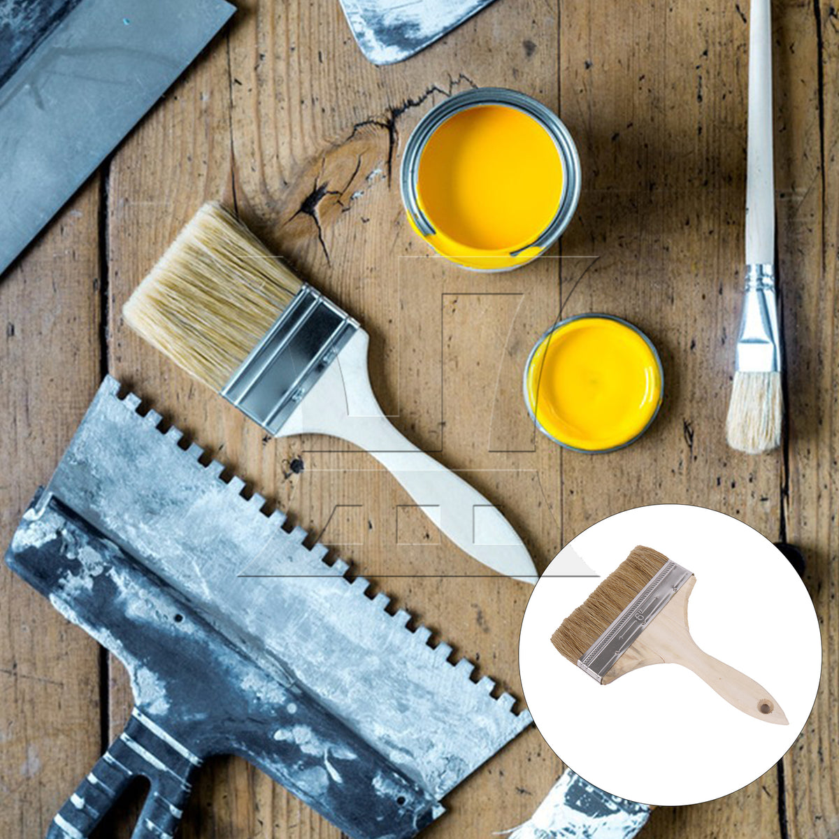 BQLZR 1pc Paint Brush White Hard Bristles 6 Inches Wide for Wall Graffiti, Large Area Coloring