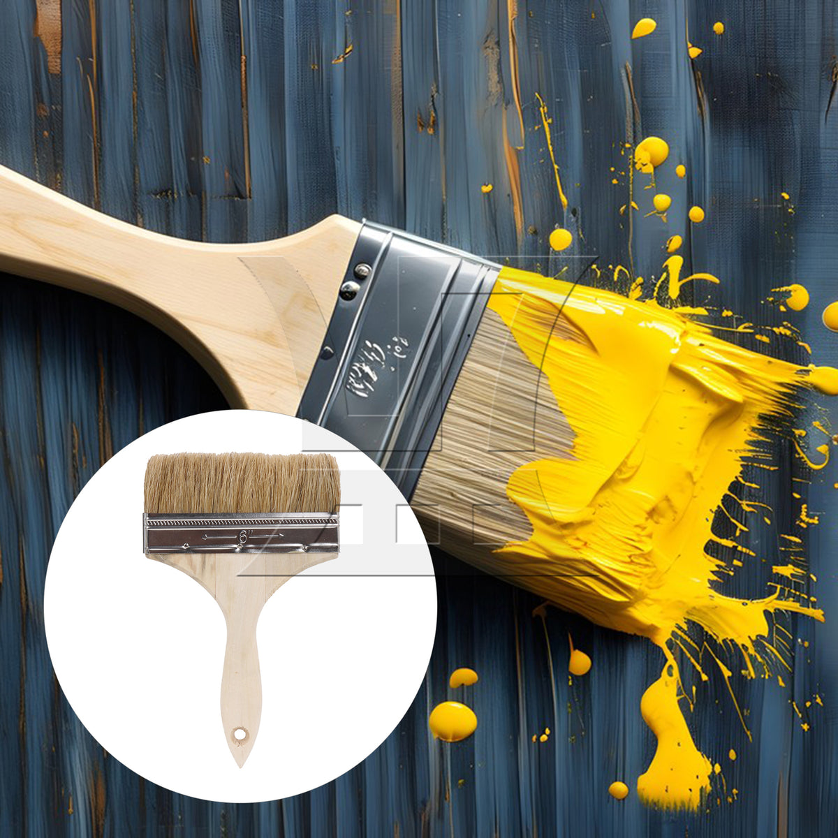 BQLZR 1pc Paint Brush White Hard Bristles 6 Inches Wide for Wall Graffiti, Large Area Coloring