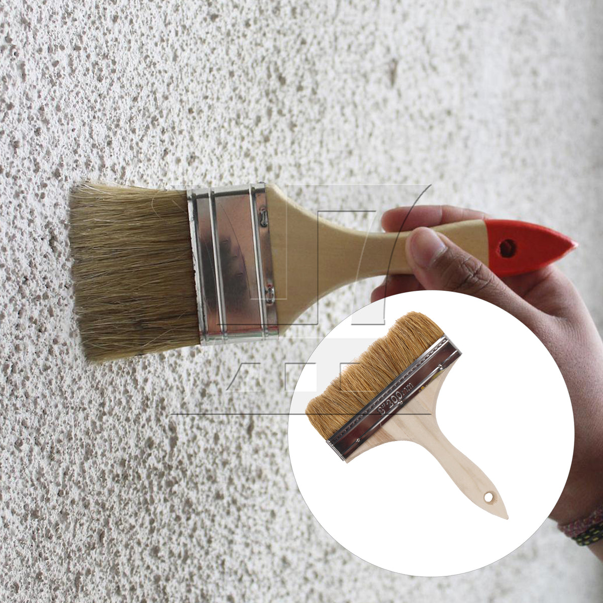 BQLZR 1pc Paint Brush White Hard Bristles 8 Inches Wide for Wall Graffiti, Large Area Coloring