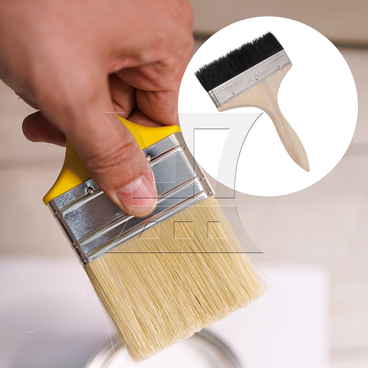 BQLZR 1pc Paint Brush Black Hard Bristles 8 Inches Wide for Wall Graffiti, Large Area Coloring