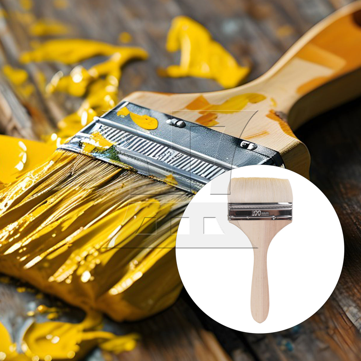 BQLZR 1pc Wool Paint Brush Soft Bristles 4 Inches Wide for Wall Graffiti, Large Area Coloring