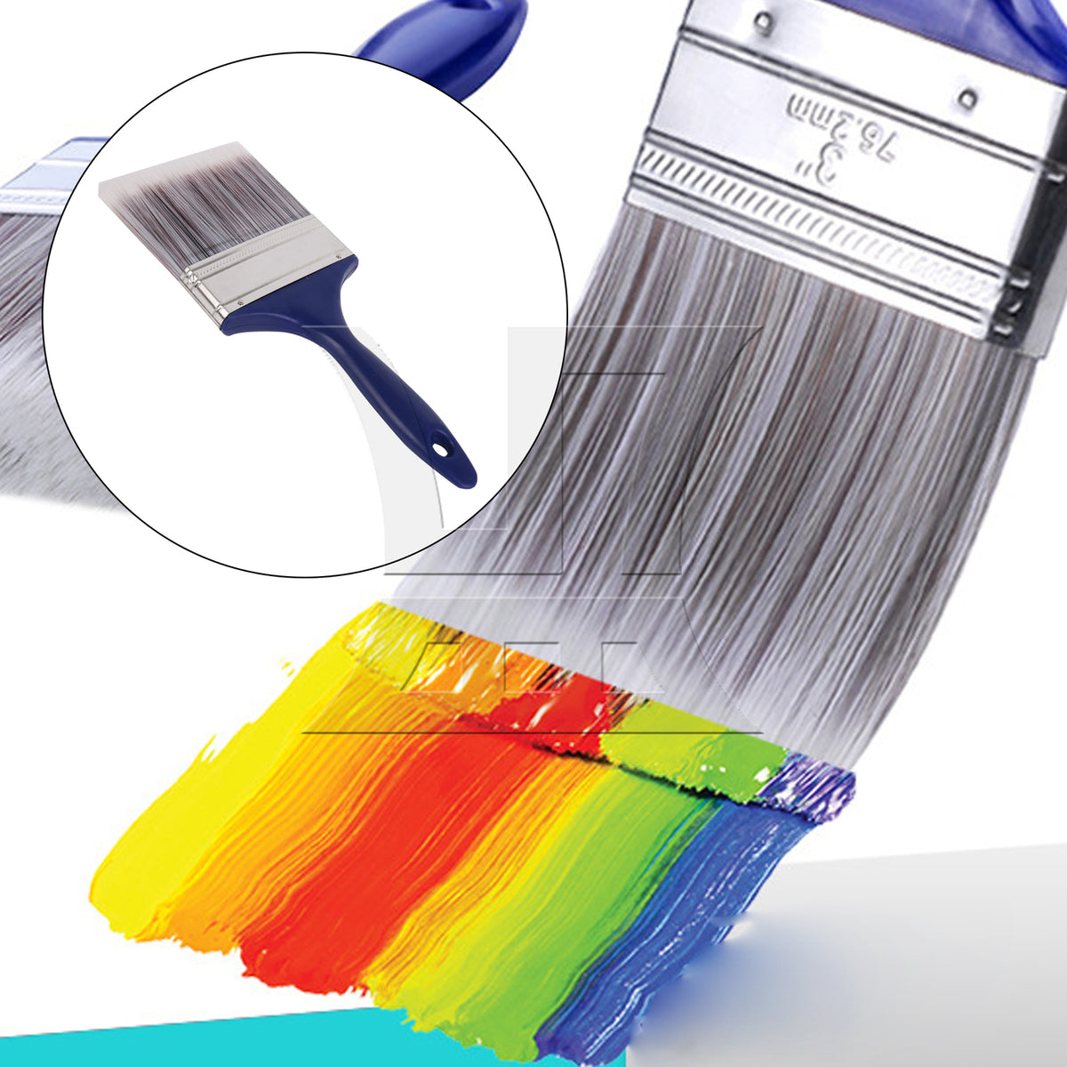 BQLZR 1pc Paint Brush Blue Rubber Handle Bristles 4 Inches Wide for Wall Graffiti, Large Area Coloring