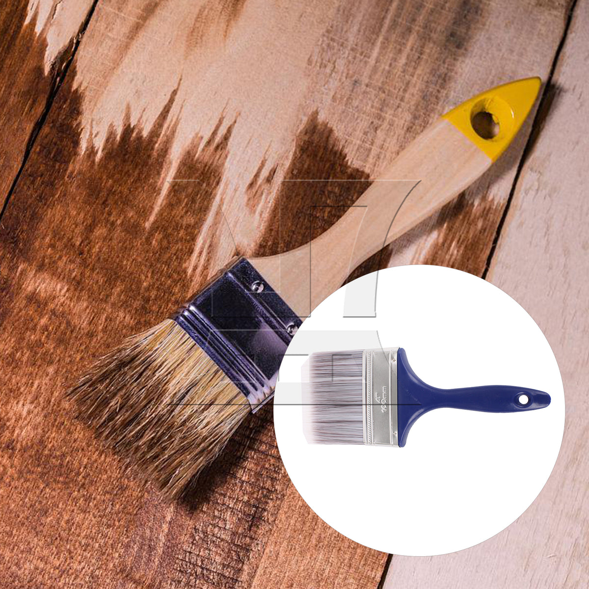 BQLZR 1pc Paint Brush Blue Rubber Handle Bristles 4 Inches Wide for Wall Graffiti, Large Area Coloring