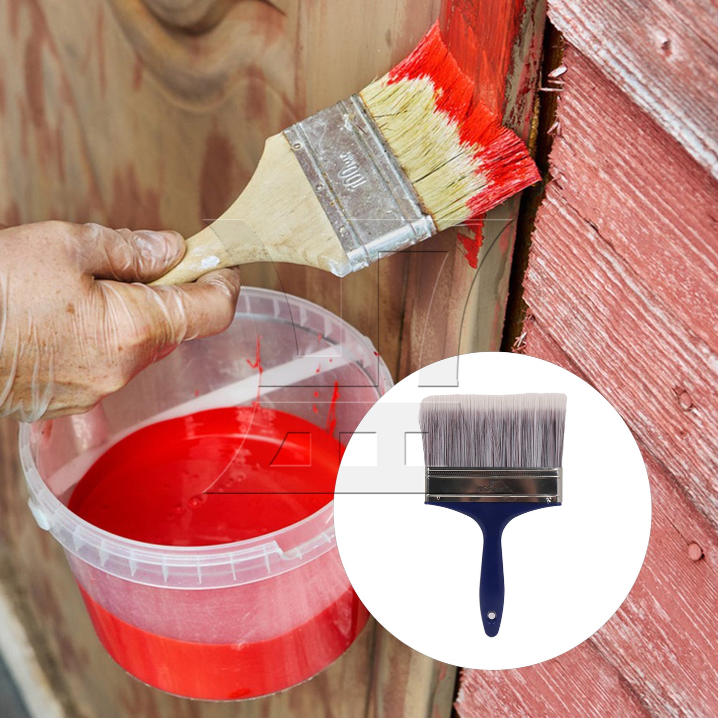 BQLZR 1pc Paint Brush Blue Rubber Handle Bristles 6 Inches Wide for Wall Graffiti, Large Area Coloring