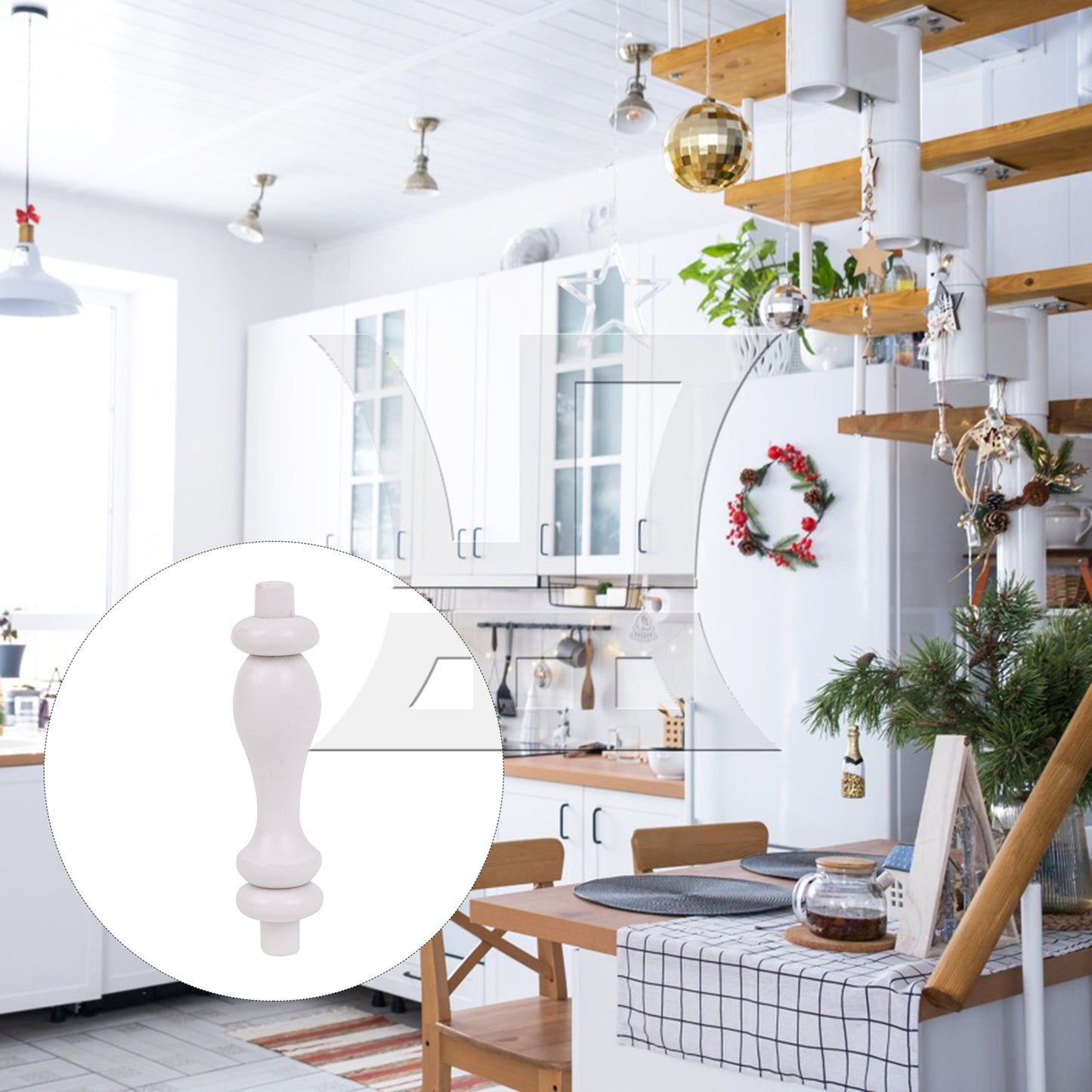 BQLZR 1PC Wooden Balusters Spindles White for Kitchen Windows Woodworking 7.4x1.8cm