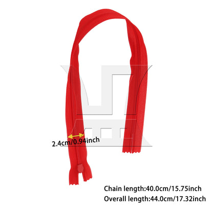 BQLZR 1pc Red Sewing Nylon Coil Zippers 40cm Length with Thickened Cloth Edge
