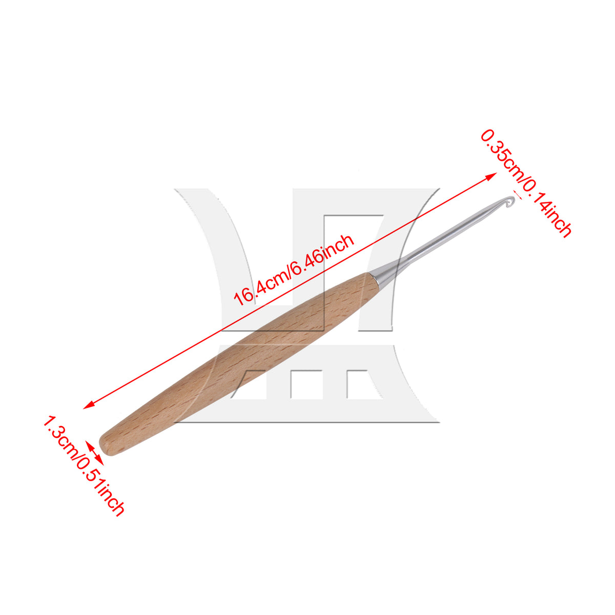 BQLZR Crochet Hook With Wooden Handle, Easy To Carry Around, Used For Diy Sewing, Width 0.35cm
