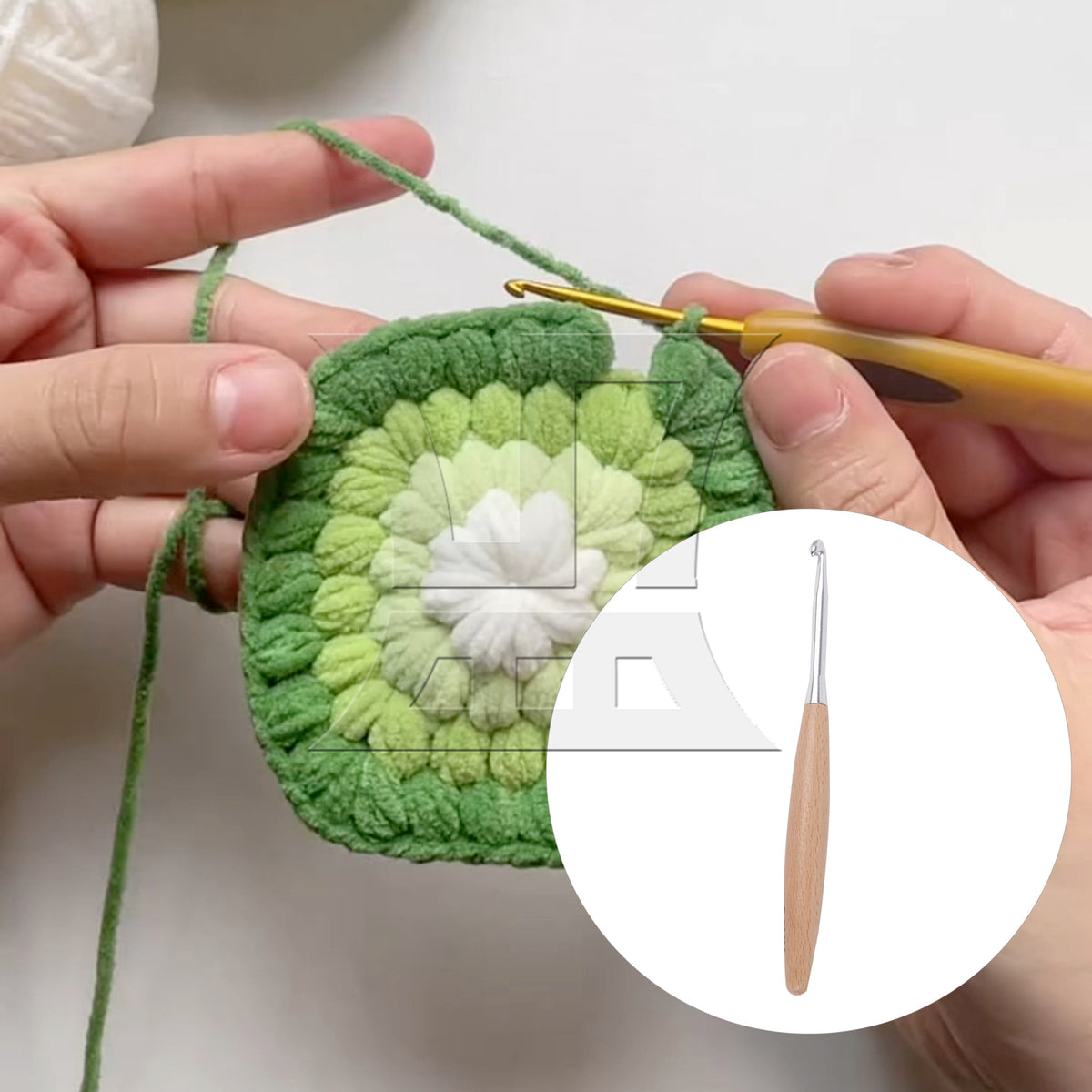 BQLZR 1pc Handmade DIY Wooden Handle Crochet Hook Wool 6mm Knitting Hook Natural Color Easy to Grip